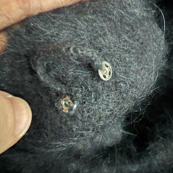 Free People Black Angora Rabbit Fur Flare Sleeve Scoop Back Sweater Soft - Picture 5 of 6